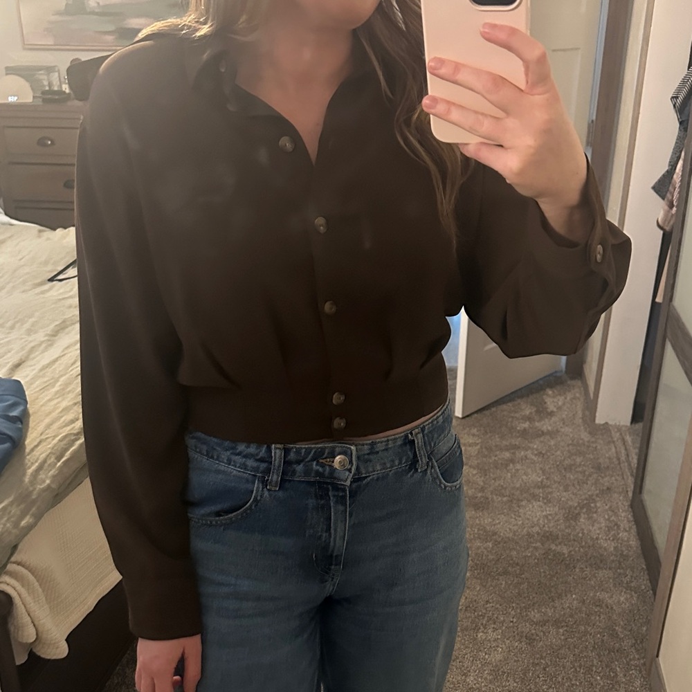Zara Dark Brown Button Down Shirt